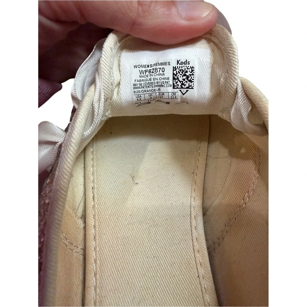 Keds x Kate Spade Rose Gold Glitter Lace Up Sneakers Size 6.5 Barbie Glam Bridal